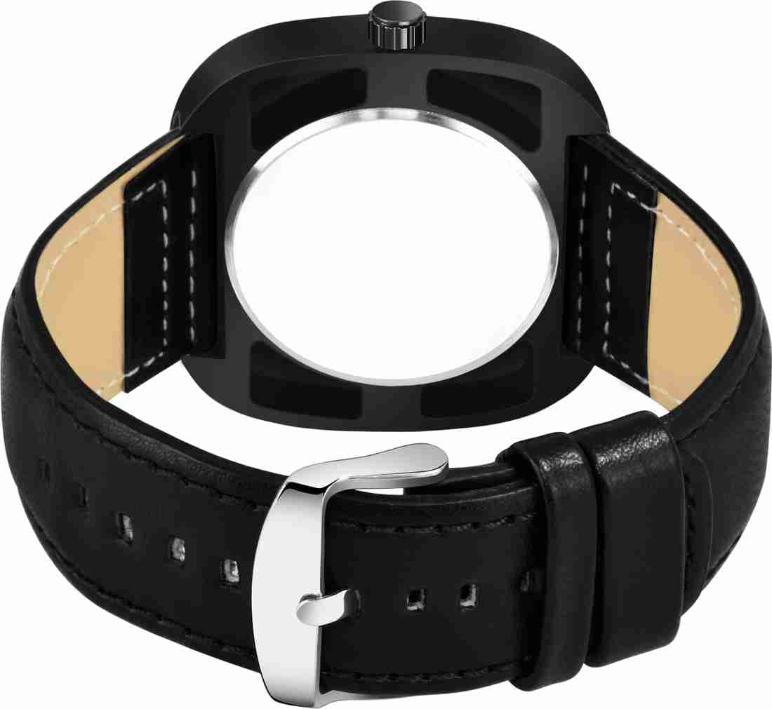 LUXURY FASHION PREMIUM DESIGN ATTRACTIVE DIAL GENUINE LEATHER BLACK STRAP SRA TRANDY WATCH