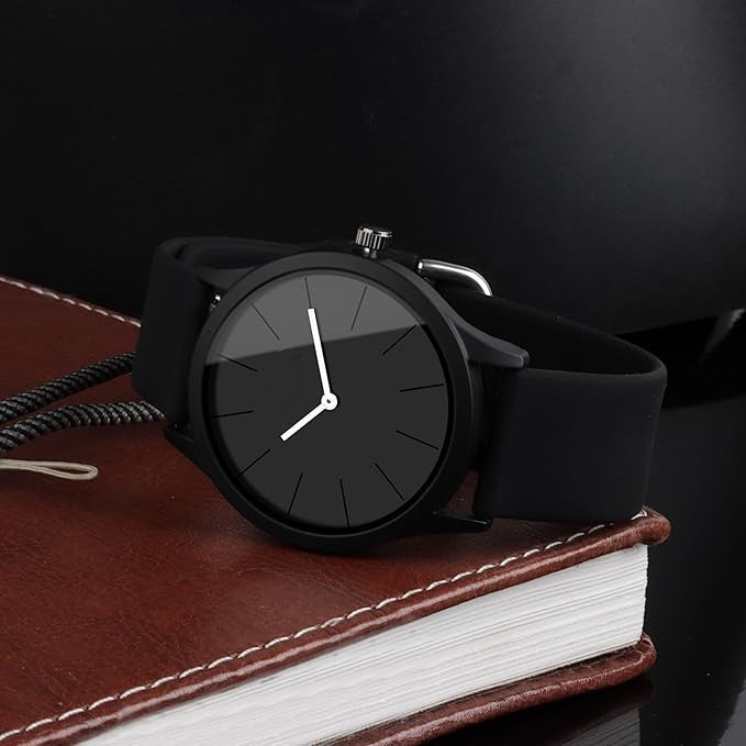 LUXURY FASHION PREMIUM DESIGN DIAL SILLICON BLACK STRAP SRA TRANDY