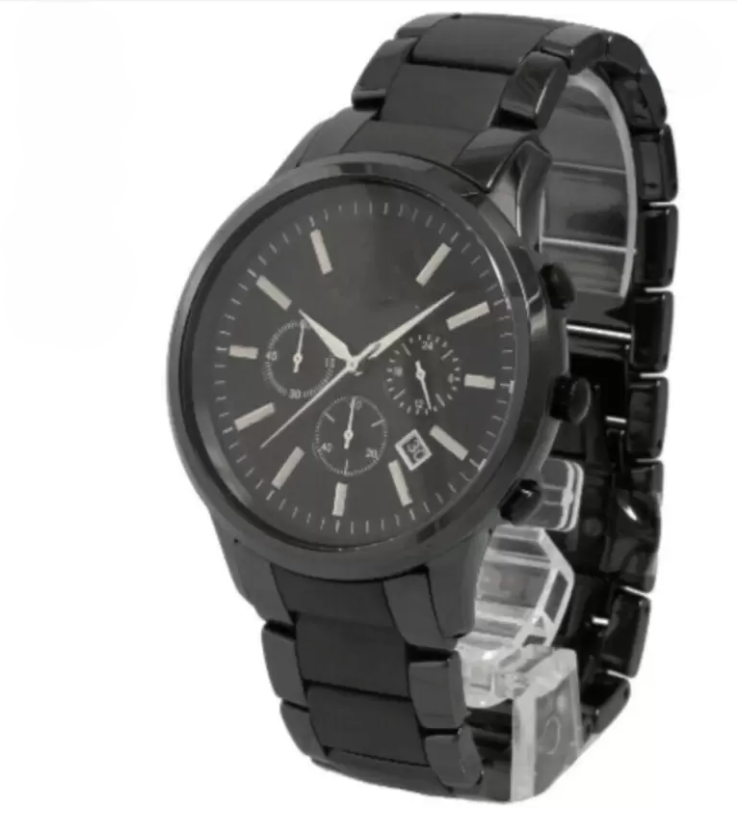 LUXURY FASHION PREMIUM DESIGN DATE DIAL STAINLESS STEEL BLACK CHAIN SRA TRANDY WATCH