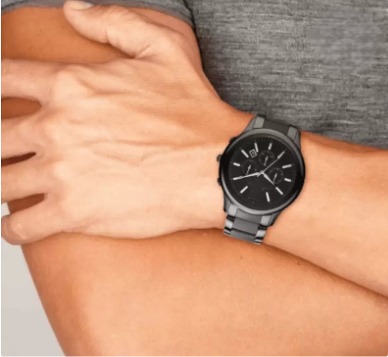 LUXURY FASHION PREMIUM DESIGN DATE DIAL STAINLESS STEEL BLACK CHAIN SRA TRANDY WATCH