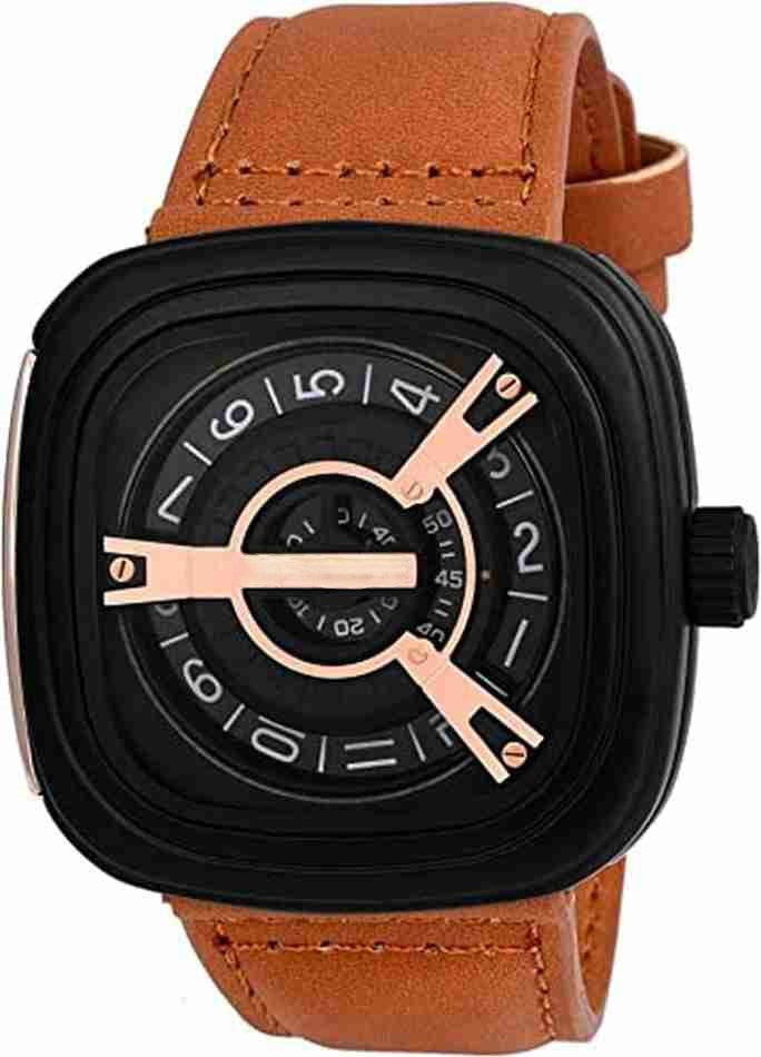 LUXURY FASHION PREMIUM DESIGN ATTRACTIVE DIAL GENUINE LEATHER BLACK STRAP SRA TRANDY WATCH